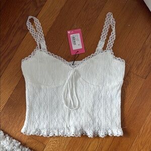 Edikted White Cropped Smocked Camisole
